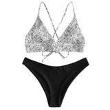 1 x RAW Customer Returns ZAFUL Women s 2-Piece Padded Bikini Set Cross Back Straps Swimsuit Black, L EU.40  - RRP €35.99