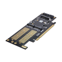 1 x RAW Customer Returns Cablecc PCI Express PCI-E 3.0 Dual SATA to NGFF NVME MSATA M-Key B M-Key SSD Card Adapter 3-in-1 - RRP €19.25