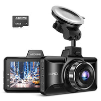 1 x RAW Customer Returns AZDOME Dashcam 1080P FHD car camera with 3 inch screen, 150 wide angle lens, loop recording, G-sensor, parking monitoring, 64G SD card M01 Pro SD card , inside, LCD - RRP €55.99