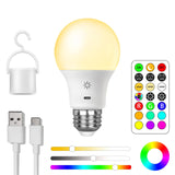 1 x RAW Customer Returns USB Rechargeable Battery Light Bulb With Remote Control, E27 Smart Color Changing Colored RGB Light Bulbs, 9 3 Color Temperature, 8W LED Dimmable Touch Control Battery Lamp With Timing Function, 2600mAh, 1 pack - RRP €12.36