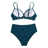 1 x RAW Customer Returns RXRXCOCO Women s Wrap Push Up Bikini Top Tummy Control High Waist Bikini Set Swimwear Blue Size S - RRP €39.99