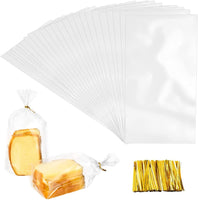 1 x RAW Customer Returns Cellophane bags, pack of 100, plastic bags, transparent, 27 x 33 cm, cellophane bags, small sweets bags, OPP bags, flat bags, transparent bottom bags, with metallic ties - RRP €22.8