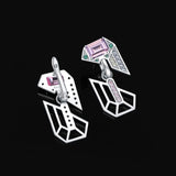 1 x RAW Customer Returns Jewelrypalace Geometric Art Deco Emerald Cut 6.3ct Pink Zirconia Earrings, Green Emerald Jewelry Set, Earrings Silver 925 Girls Silver Women 925 with Stone, Earrings Jewelry Gifts for Women - RRP €52.67