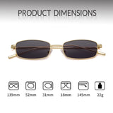 1 x RAW Customer Returns ADEWU Retro Rectangular Sunglasses Thin Vintage Sunglasses UV Protection Sunglasses for Men Women, Dark Gray Lens Gold Frame - RRP €19.15