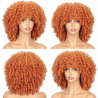 1 x RAW Customer Returns ColourfulPanda Afro Wig Women s Curly Ginger Red Wigs for Women Natural Synthetic Hair Kinky Curly Wig with Bangs for Black Women Orange Copper  - RRP €26.32