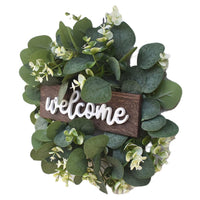 1 x RAW Customer Returns Front door sign wreath, artificial eucalyptus wreath, welcome sign door wreath, front door eucalyptus wreath, for wedding home decoration front door decoration 30 30 cm  - RRP €19.15