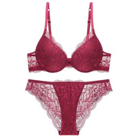 1 x RAW Customer Returns Sencylife Sexy Bra for Women Lace Push Up Padded Underwire Lift Up Support Everyday Bra Set, Wine Red, 75A - RRP €22.18