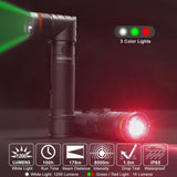 1 x RAW Customer Returns NICRON B70B LED Flashlight 1200 Lumens with Red Light and Green Light, Magnetic Base, USB Rechargeable 90 Degree Rotatable Head, IP65 Waterproof Robust for Outdoor Adventure Night Vision Emergencies - RRP €46.99