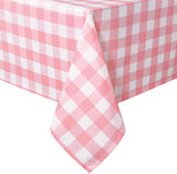 1 x RAW Customer Returns Hiasan Square Checkered Polyester Tablecloth, Stain Resistant, Waterproof and Wrinkle Free, Washable Tablecloth for Dining Room Party Garden, 140 x 280 cm, Peach Pink and White - RRP €20.57