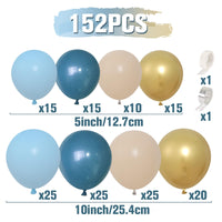 1 x RAW Customer Returns Balloons Birthday Blue Beige, 152 Pieces Balloon Garland Blue Light Blue Beige Gold, Blue White Sand Balloons Garland for Birthday Baby Shower Bridal Shower Wedding Gender Reveal - RRP €13.99