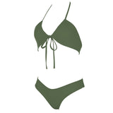 1 x RAW Customer Returns DOULAFASS Women s Bikini Set Sexy Bikini Brazilian Style Low Waist String Triangle 2-piece Bikini Army Green S - RRP €34.98