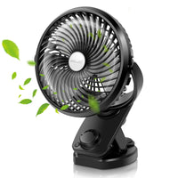 1 x RAW Customer Returns ELZO USB Fan, 5000mAh Quiet Mini Table Fan Clip Fan, Auto-Oscillating, 360 Rotation Rechargeable Stepless Speed Portable Fan for Office Stroller, 13cm Blades - RRP €22.36