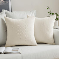 1 x RAW Customer Returns MIULEE Set of 2 Cushion Covers Decorative Pillows Grainy Decorative Pillowcase Cushion Cover Sofa Cushion Decorative Cover Soft Decorative Pillow Cushion for Living Room Bedroom 45 x 45 cm White - RRP €19.87