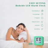 1 x RAW Customer Returns Plumeet Digital Travel Alarm Clock, Easy to Set, with Snooze Mode, Soft Night Light, Large Time, Month, Date and Alarm Display, Rising Sound Alarm, Handheld Size Light Green  - RRP €16.13