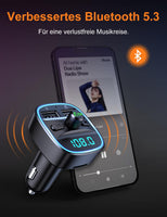 2 x RAW Customer Returns VOODII Bluetooth 5.3 FM Transmitter for Car, MP3 Audio Radio Music Adapter Supports U Disk TF Card, 2 USB Ports, Hands-free Call - RRP €99.98