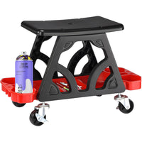 1 x RAW Customer Returns TAZZOR workshop stool with wheels and shelves, rolling workshop seat, load capacity max. 200 kg, mobile assembly stool, assembly stool, car workshop garage workshops home - RRP €50.41