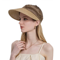 1 x Brand New NICEYEA Women s Visor Straw Hat Wide Brim Sun Hat Summer Hat Anti-Sun Breathable Adjustable for Beach Travel Vacation - RRP €22.8