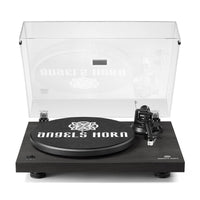 1 x RAW Customer Returns Angels Horn Upgraded 5.0 Bluetooth Output Vinyl Record Player Home Audio Turntable Belt Drive 2-Speed incl. Phono Preamp Magnetic AT-3600L Cartridge RCA Black Modern Edition - RRP €168.02