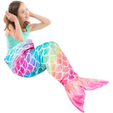 1 x RAW Customer Returns WERNNSAI Mermaid Tail Blanket - Plush Mermaid Wearable Blanket for Girls Kids Teenagers Soft Flannel Fleece Cuddle Blanket for All Seasons Sleeping Bag 140cm x 60cm Rainbow  - RRP €18.65