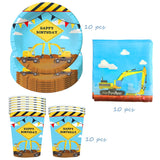 3 x Brand New MEZHEN Excavator Party Tableware Construction Site Vehicles Children s Birthday Decoration Excavator B Birthday Party Tableware Paper Plates Cups Napkins Party Tableware Set Table Decoration 10 People - RRP €50.97