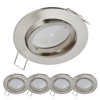 1 x RAW Customer Returns YanFeiYit 5x Premium Ultra Flat LED Recessed Light 5W 230V replaceable ceramic module Dimmable Neutral white 4000K Pivotable recessed spotlight Matt chrome round - RRP €40.33