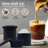 1 x RAW Customer Returns GooD ELEMENT, set of 2, ice ball maker, large ice cubes, ice cube mold ball, round ice cube mold, gift ideas with alcohol, whiskey gifts for men, ice cubes iced coffee, cocktail accessories black  - RRP €18.54