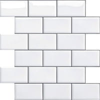 1 x RAW Customer Returns Yoillione Tile Stickers Kitchen Bathroom, Kitchen Backsplash Adhesive Tiles Mosaic Bathroom Wall Stickers Kitchen White, 10 Pieces 3D Decorative Wall Panels PVC Waterproof Brick Tile - RRP €34.99