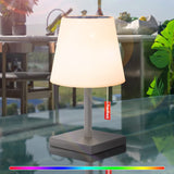 1 x RAW Customer Returns GGII Solar Table Lamp Outdoor Dimmable 7 RGB Colors LED Battery Outdoor Table Lamp Wireless, USB and Solar Rechargeable, IP44 Waterproof Solar Lights, Lamp for Outdoor Garden Balcony Restaurant Gray  - RRP €33.99