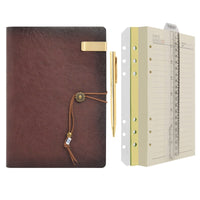 1 x RAW Customer Returns Wonderpool Leather A5 Diary Notebook Ring Binder with Pen Refillable Folder Writing Paper Spiral Business Notepads Vintage Cover for Office Plan Travel Personal Organizer a- Coffee, A5  - RRP €19.39