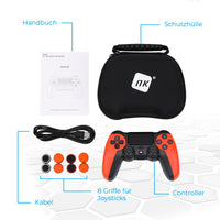 1 x RAW Customer Returns NK Wireless Controller Pack PS4 PS3 PC Mobile - Wireless Controller, Dualshock, 6-axis, Touch Panel, Headphone Input, Charging Cable, 8 x Joystick Grips, Controller Case - Orange - RRP €29.99