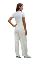 1 x RAW Customer Returns SotRong Women s Dungarees uk Loose Fit Loose Overall Sleeveless Cotton Casual Wide Leg Trousers Trousers with Pocket White S - RRP €26.32