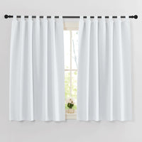 1 x RAW Customer Returns PONY DANCE Short Curtains Looped Curtain Set of 2 H 137 x W 140 cm Blackout Curtains Kitchen Window Curtain White Opaque Window Curtains with Loops, Grey-white - RRP €30.95