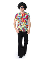 1 x RAW Customer Returns COSAVOROCK T-Shirt Costume Shirt Clothes 70s Hippie Men s Casual Carnival T-Shirt XL, Colorful  - RRP €27.9