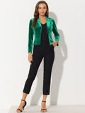 1 x Brand New Allegra K Women s Blazer Long Sleeve Turn-down Collar Single Breasted Velvet Suits Work Elegant Blazer Jacket Dark Green S - RRP €62.99