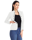 1 x RAW Customer Returns Roskiky Women s Blazer Elegant Women s Blazer, Cardigan, Leisure, Business, with Pockets, Decorative Buttons on the Front, White, L Summer Women s Jacket - RRP €50.99