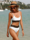 1 x RAW Customer Returns TOMEEK Women s Bikini Set with Mesh Two Piece Swimsuit Push up Padded High Cut Sports Swimwear High Waist Bikinis for Women White, M  - RRP €29.23