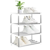 1 x RAW Customer Returns OLYREO White Shoe Rack Small 4 Tiers, Stackable Mini Shoe Rack Lightweight Shoe Rack, Storage, Shoe Stand, Organizer for Entryway, Hallway, Quick Assembly - RRP €25.56