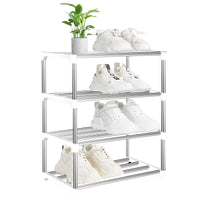 1 x RAW Customer Returns OLYREO White Shoe Rack Small 4 Tier Stackable Mini Shoe Rack Lightweight Shoe Rack Storage Shoe Stand Organizer for Entryway Hallway Quick Assembly - RRP €22.99