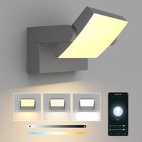 1 x RAW Customer Returns Klighten 24W outdoor wall light dimmable with APP control, timer, swiveling LED panel, wall light indoor outdoor, waterproof IP65 wall lamp outdoor lamp for garden hallway, dark gray, 1500 LM, 3000K-6000K - RRP €70.37