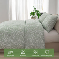 1 x RAW Customer Returns Tokokimo Duvet Cover 220 x 240 cm 100 Microfiber Leaf Style Soft and Wrinkle Resistant 1 Leaf Duvet Cover 2 Pillowcases 65 x 65 cm Light Green - RRP €29.99