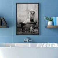 1 x Brand New UGZDEA Animal in the Bathtub Canvas Pictures, Black White Bear Elephant Cow Alpaca Bathroom Poster Home Decor-without Frame E, 20x30cm  - RRP €11.99