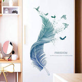 1 x RAW Customer Returns WandSticker4U - Wall sticker FEATHER in blue I Murals 72x124 cm I Wall tattoo living room modern sayings bird I Wall decoration for kitchen, bedroom, bathroom, hallway, furniture sticker LARGE - RRP €14.02