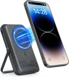 1 x RAW Customer Returns JoyGeek Mag-Safe Power Bank Mini, 5000mAh Magnetic External Mobile Phone Batteries, Wireless Power Bank with Type-C and Kickstand, Lightweight Battery Pack Compatible with i Phone 15 14 13 12 Series - RRP €20.16