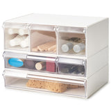 1 x RAW Customer Returns EZOWARE 3-piece cosmetic storage, 6 transparent drawers, make-up organiser, storage container, cosmetic box for dressing table, cosmetics, bathroom, desk, office - RRP €24.19