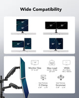 1 x RAW Customer Returns HUANUO monitor holder for 2 monitors for 13-32 inch screens, monitor holder for 2 monitors, height adjustable with 9 kg per arm, screen holder, tiltable, swiveling, VESA 75 100 mm - RRP €77.14