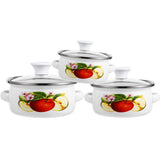 1 x RAW Customer Returns IWOWHERO 3pcs Soup Pot Cooking Pot Enameled Enamel Stew Pot Milk Pot Enamel Pot Cooking Pots With Handle Small Enamel Pot Instant Noodle Pot Enamel Pot Small Hot Pot Decorate - RRP €25.79