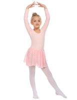 1 x RAW Customer Returns Bricnat girls ballet clothing, children s ballet dress, dance bodysuit, leotard, long-sleeved dance dress with tutu, children s cotton, pink, 130 - RRP €22.64