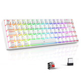 1 x RAW Customer Returns TECURS Gmaer TKL Keyboard 65 , Mechanical Keyboard, Rechargeable Multi-Device RGB Backlit, Anti-Ghosting, 68 Keys, Bluetooth Connection 2.4G Type-C, Red for Windows Mac, White - RRP €60.49