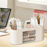 1 x Brand New MOERAE Desktop Organizer, Multifunctional Desktop Pen Holder Plastic Pen Organizer Organizer for Office Home School White  - RRP €22.8