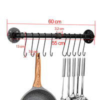 1 x RAW Customer Returns Toplife Industrial Kitchen Rack 60cm Wall Mounted Pot Holder Kitchen Iron Pot Stand with 10 Hooks for Pan Utensils - RRP €21.9